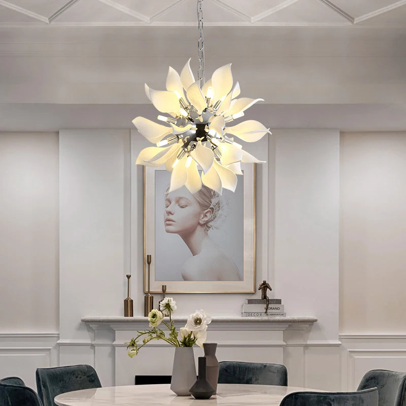lustre de luxe moderne en céramique pétale pour utilisation magasin - vue 4 sur 9