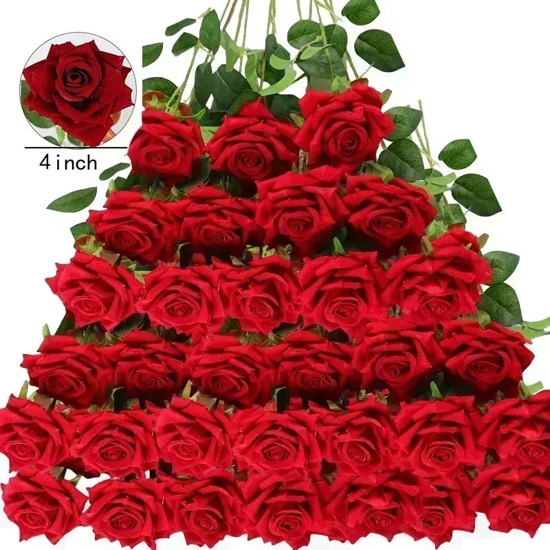lot de 50 roses artificielles en soie pour décoration et événements festifs - vue 22 sur 24