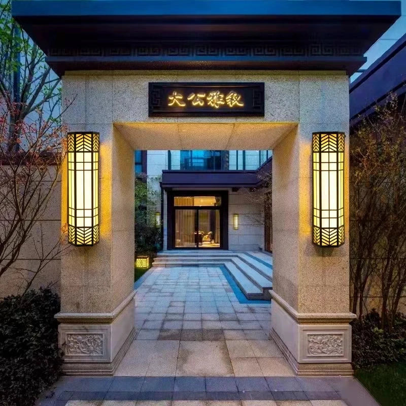 applique murale extérieure style chinois éclairage étanche en marbre - vue 6 sur 10