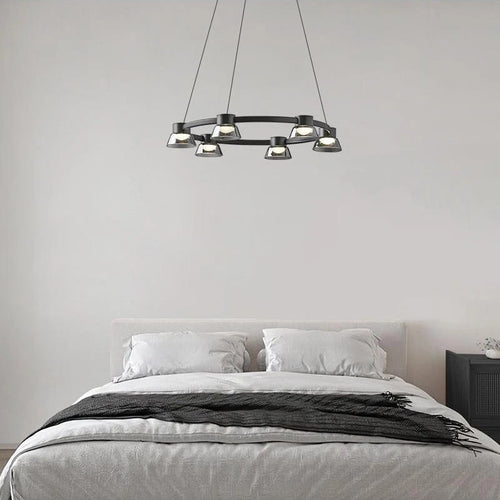Italian minimalist glass chandelier for modern interiors - vue 4 sur 12