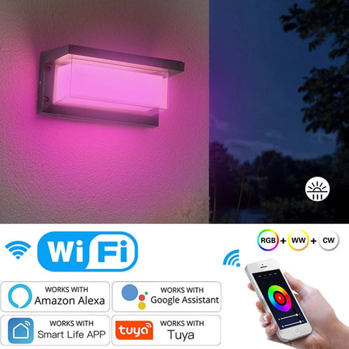 Applique murale LED lampe extérieure étanche en aluminium extérieur applique murale Rgb Tuya Smart Wifi réglable applique murale porche jardin Villa éclairage