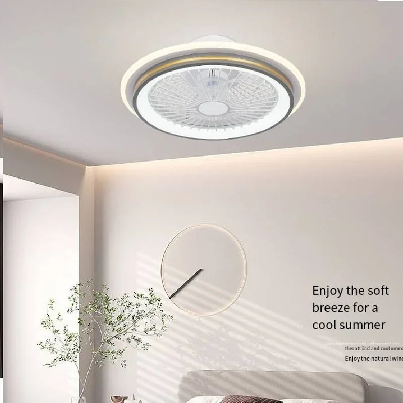 plafonnier moderne silencieux avec ventilateur et lumière télécommandé - vue 3 sur 9