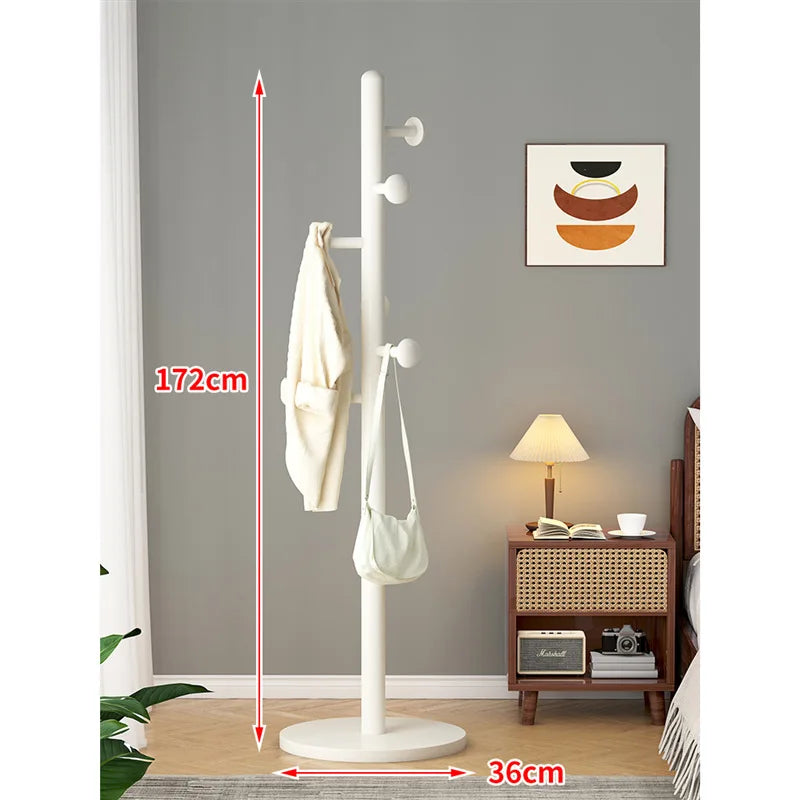 X&amp;D Solid Wood Coat Rack, Floor Hanging Clothes Rack Simple Modern Bag Rack Bedroom Household Single Pole Vertical Drying Rack - vue 7 sur 12