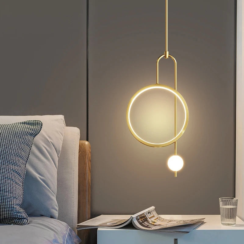 SANDYHA Moderne suspension Plafonnier anneau rond verre décoration de la maison accessoires chambre salle à manger Lustre intérieur