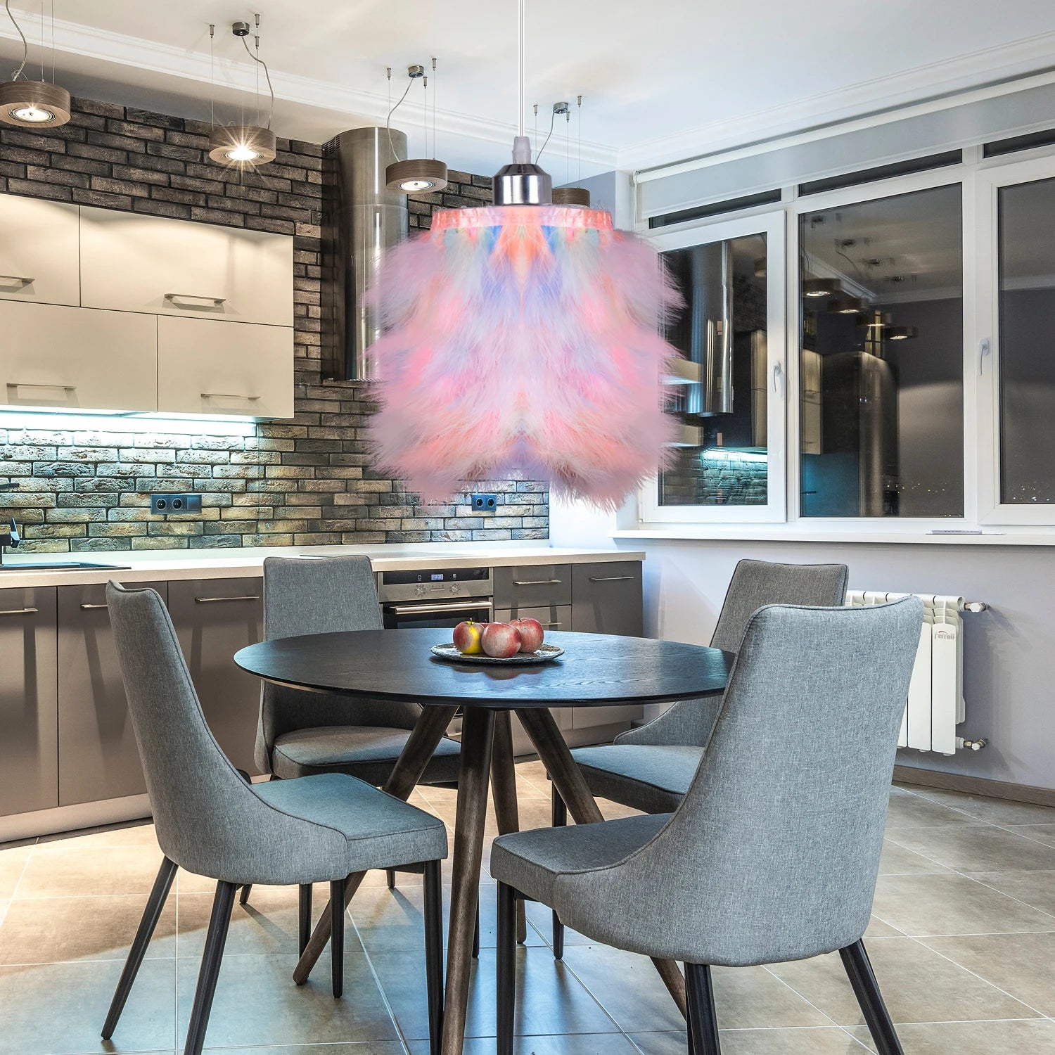 lustre moderne moelleux en plumes nordiques avec led - vue 11 sur 11