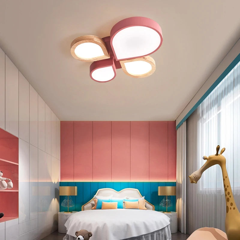 lustre nordique romantique en bois art créatif led moderne - vue 4 sur 8