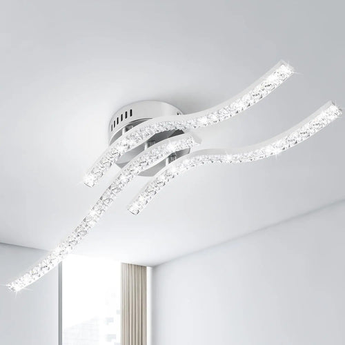 plafonnier led incurvé en métal trois ampoules acrylique éclairage intérieur - vue 2 sur 7