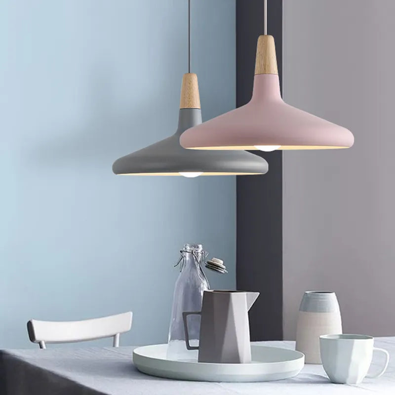 suspension moderne nordique en bois et aluminium pour décoration - vue 5 sur 6