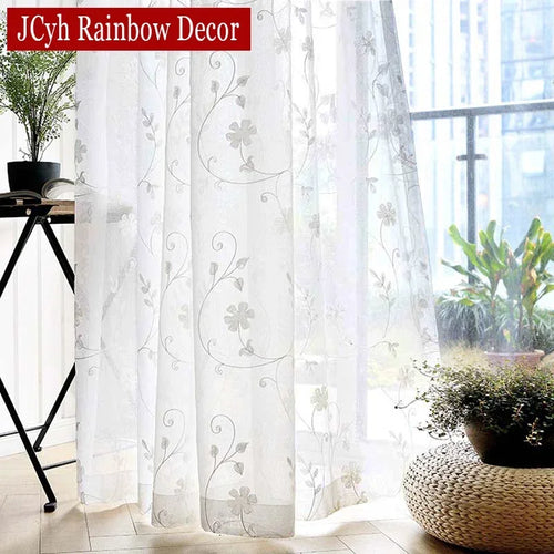 Voilage brodé floral style coréen pour salon chambre - vue 2 sur 7