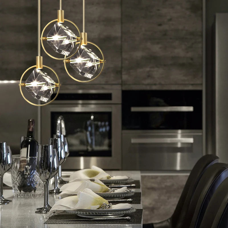 suspension cristal led luminaire suspendu style nordique loft décor intérieur - vue 5 sur 18