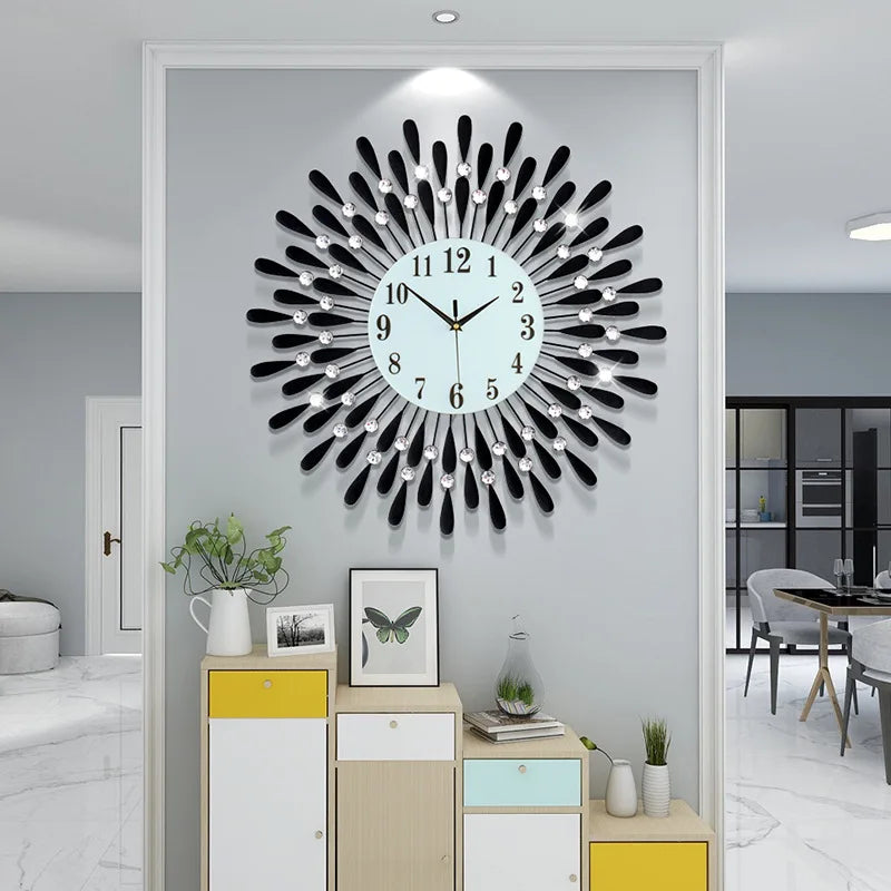 Crystal Sun Modern Style Silent Wall Clock 38X38/60X60/70X70cm, New Product Living Room Office Home Wall Decoration - vue 3 sur 14