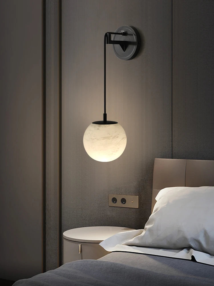 lampe de chevet moderne en cuivre et marbre naturel