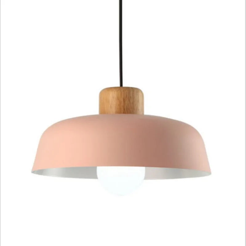 Suspension LED design nordique bois abat-jour aluminium décorative - vue 11 sur 12