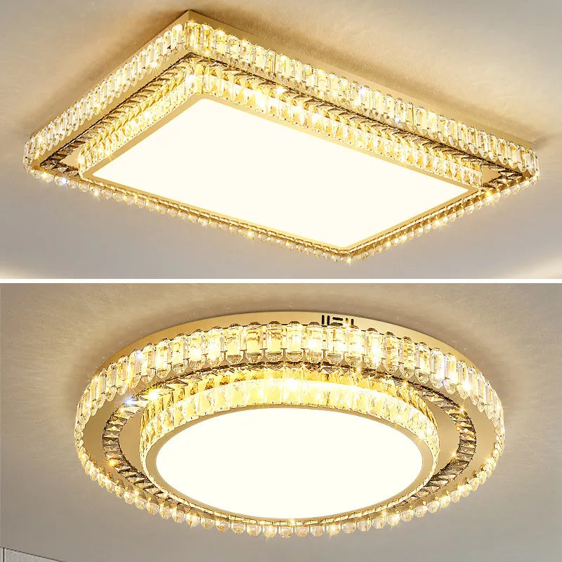 lustre de luxe moderne en verre de cristal led rond - vue 8 sur 11