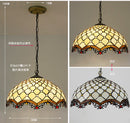 Rétro Tiffany Suspension Lumières suspension lustre salon baroque perle design Vitrail luxe 16 "mer bleu marron L