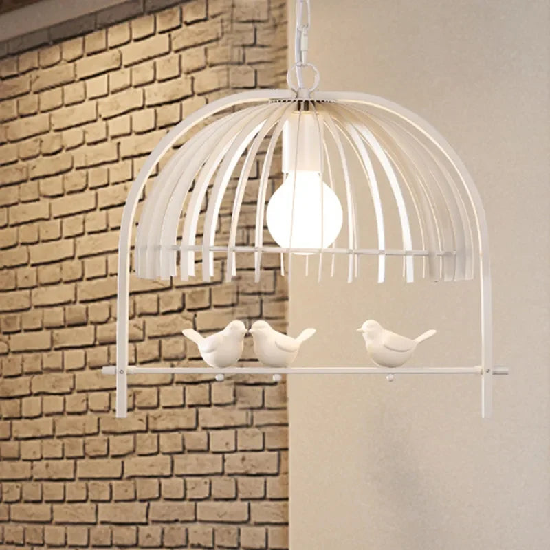 lustre nordique en résine et fer en forme de cage à oiseaux pour restaurants - vue 6 sur 10