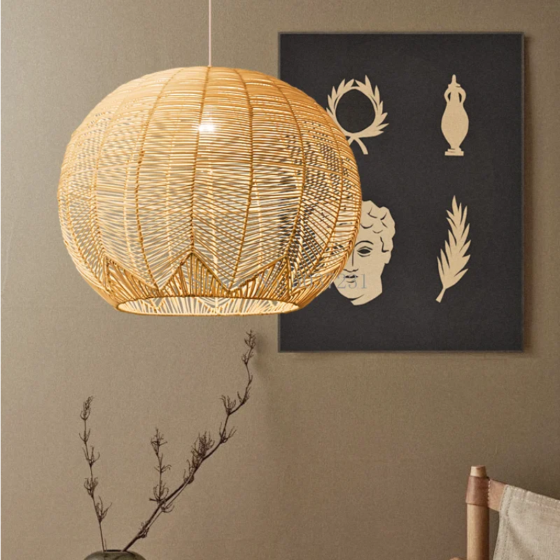 suspension lumières en bambou chinois japonais zen créatif rotin