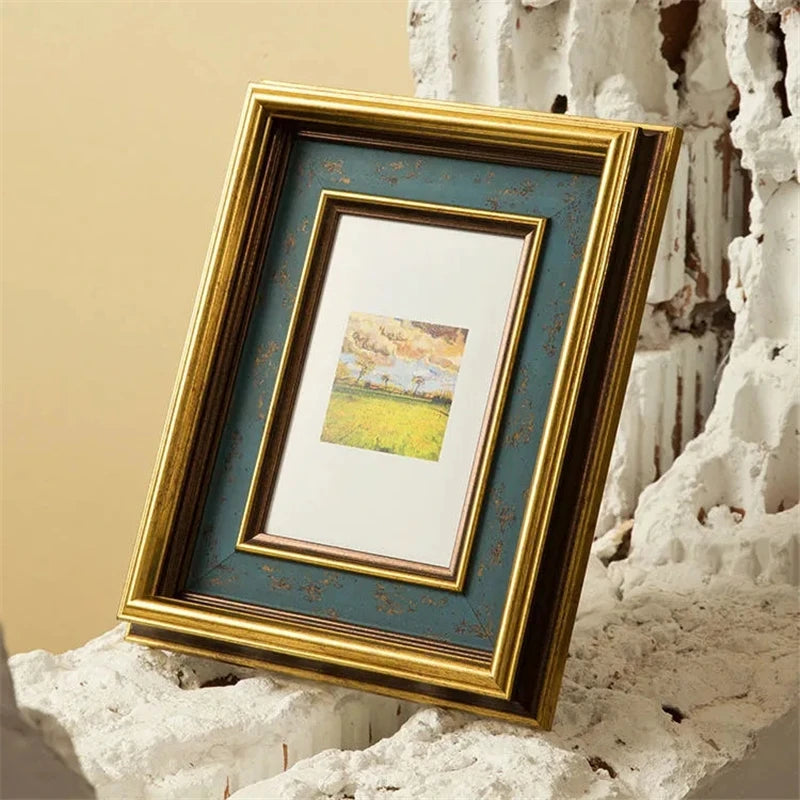 cadre photo rétro américain avec bordure dorée pour décoration intérieure - vue 5 sur 7