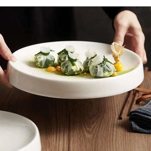 Assiettes céramique rondes style japonais pour repas