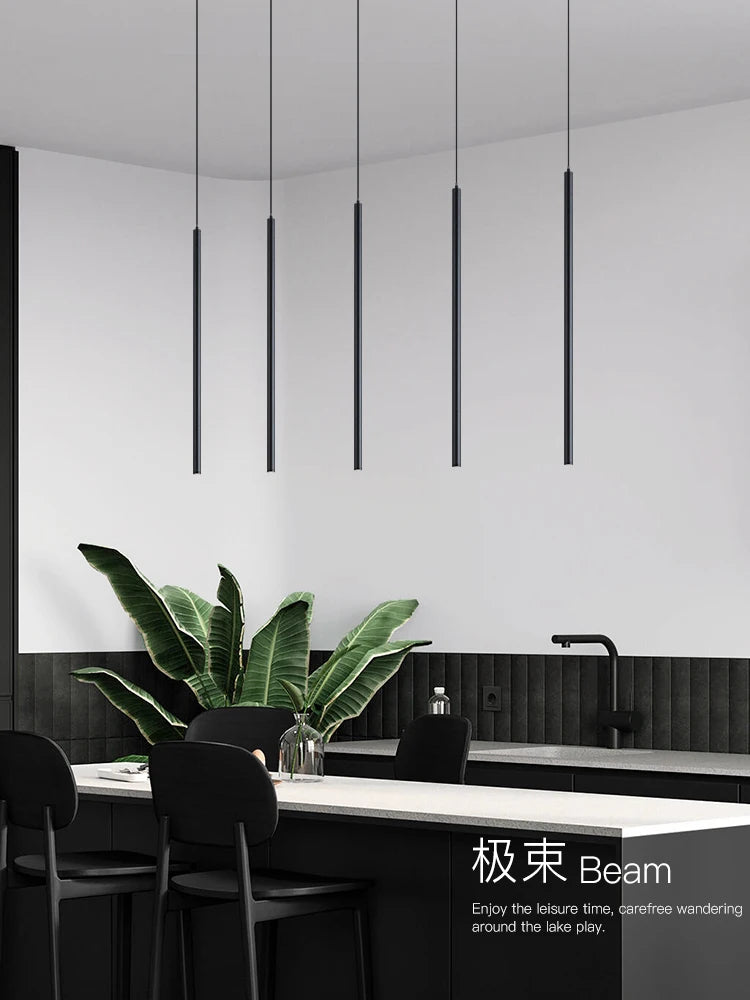 lustre led moderne long tube combinaison pour décoration intérieure - vue 3 sur 8