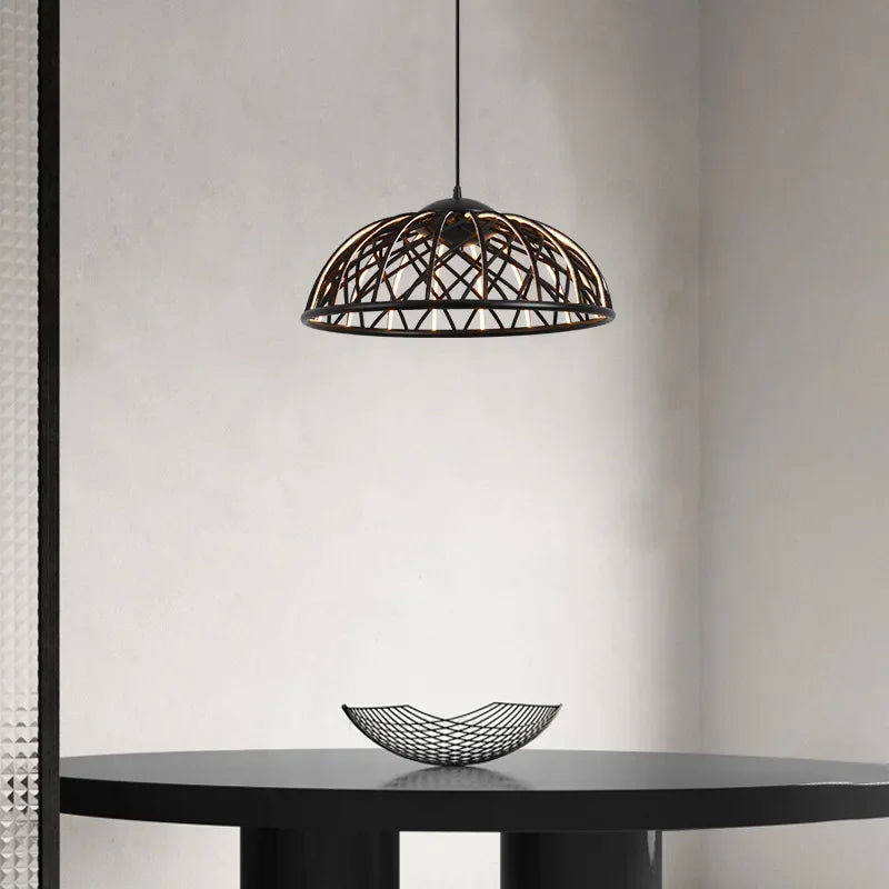 suspension moderne en corde tressée avec lumière led décorative - vue 4 sur 9