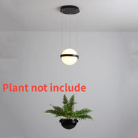 lampe suspendue led moderne en verre avec pot de fleurs