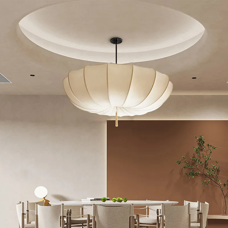 lustre en tissu nordique style japonais éclairage artistique moderne - vue 4 sur 9