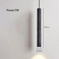 Led lustre chambre chevet suspension lampe Tube longue ligne petite lumière naturelle pierre noire maison chambre décoration luminaire