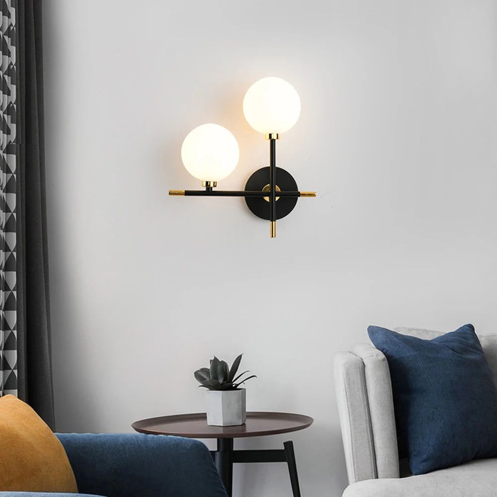 applique murale led moderne en boule de verre pour éclairage intérieur - vue 6 sur 8