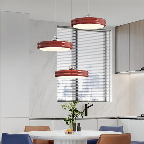 Suspension de luxe moderne dimmable avec abat-jour circulaire en fer