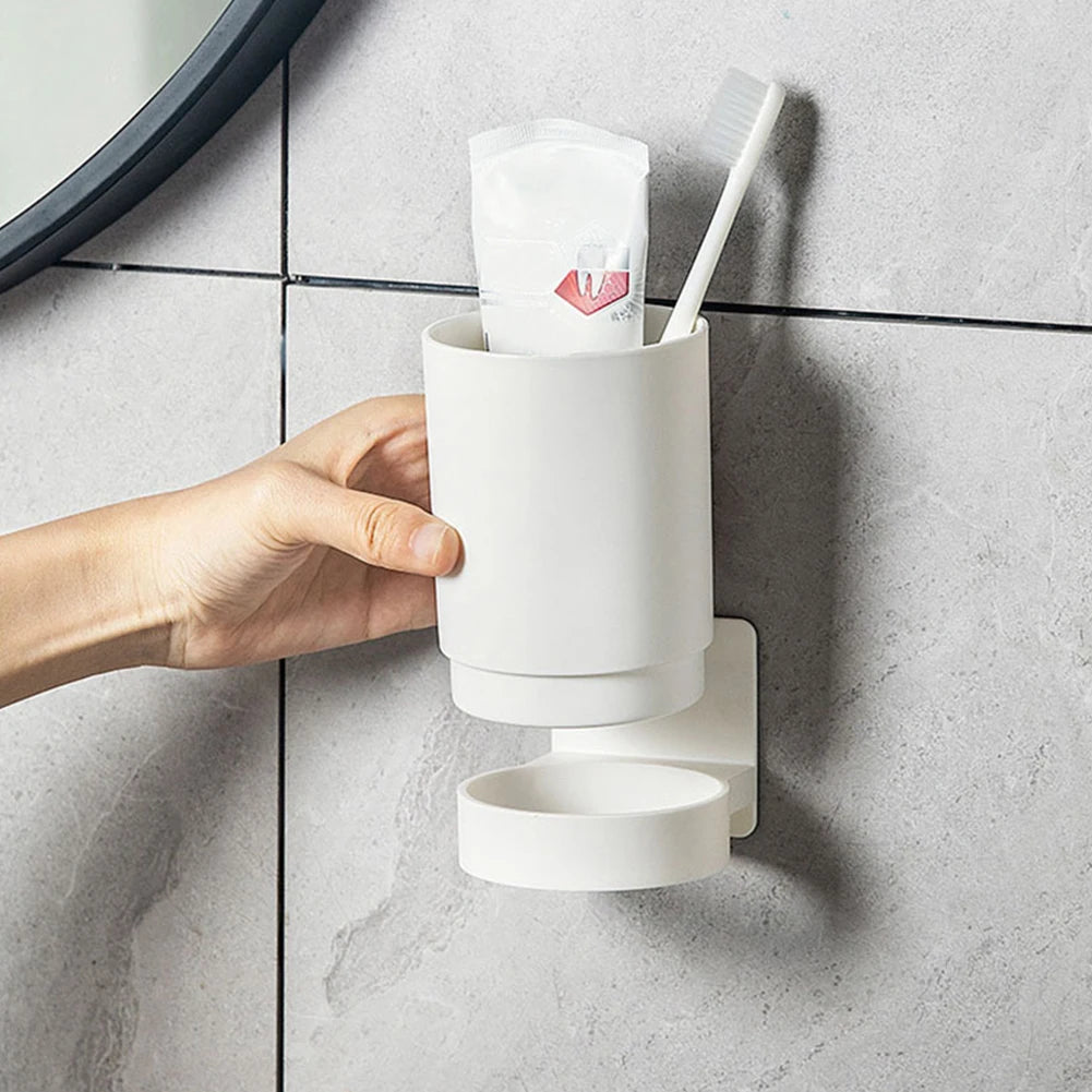 porte-brosse à dents mural sans perçage pour salle de bain rangement pratique - vue 4 sur 8