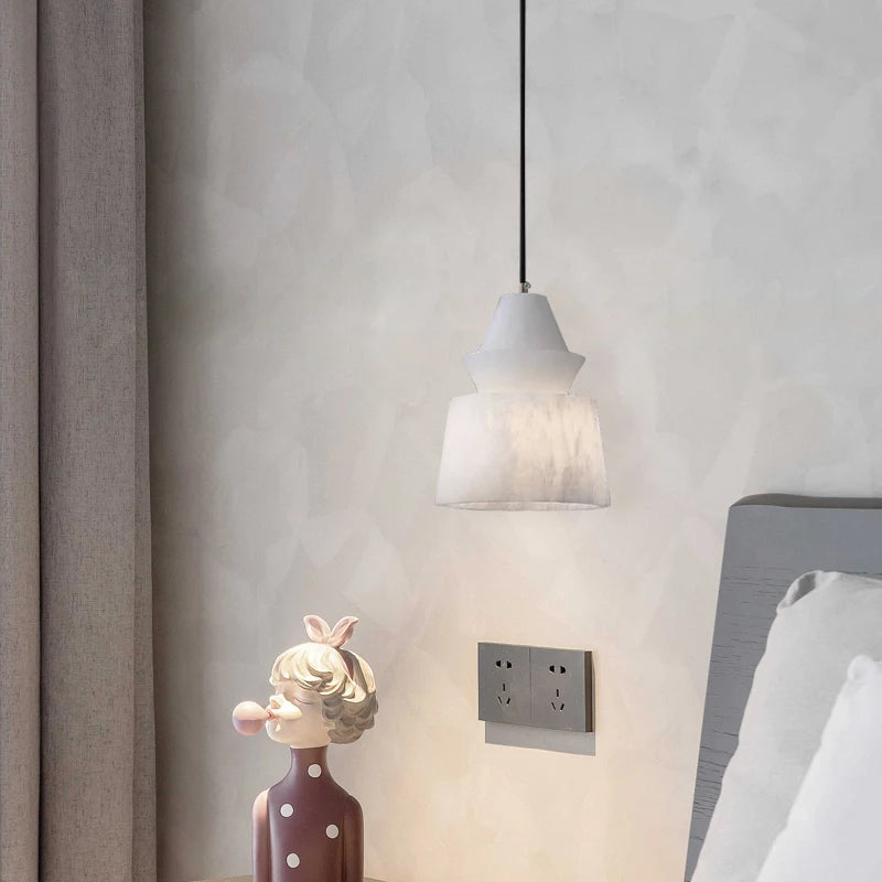suspension moderne en marbre naturel et cuivre design élégant - vue 3 sur 8