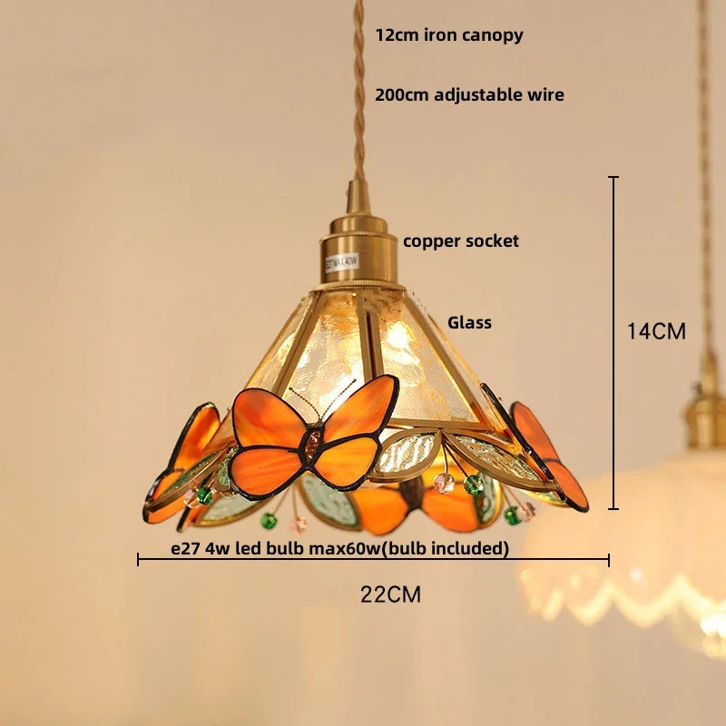 suspension en verre coloré avec fil de bois réglable moderne