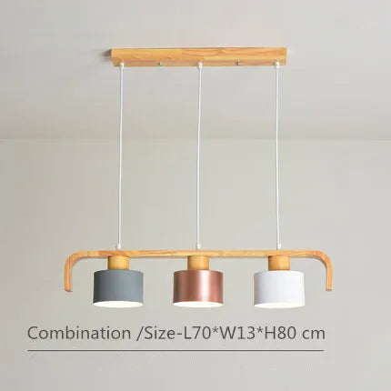 Suspension nordiques abat-jour en métal Led en bois décor à la maison lampe suspendue Restaurant café intérieur créativité lustres luminaires - vue 11 sur 16