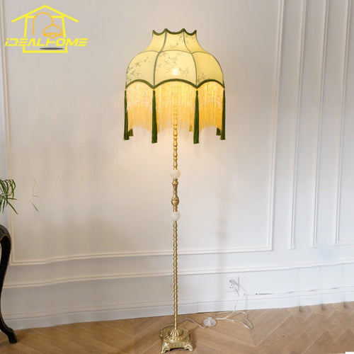 lampadaire rétro en cuivre avec pampilles art zen décoratif - vue 9 sur 9