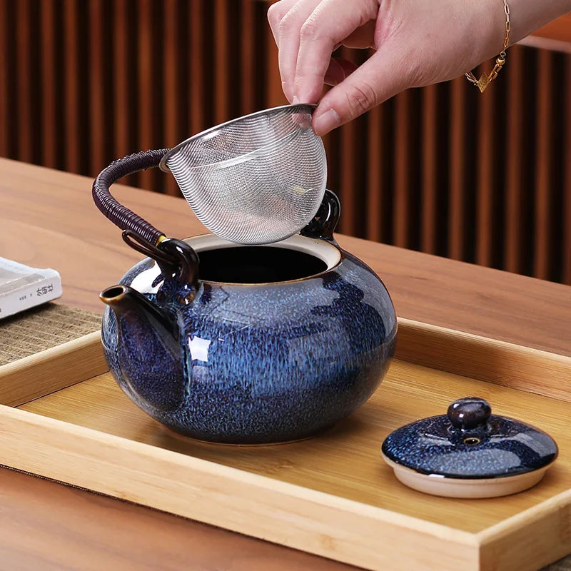 Service à thé japonais théière porcelaine avec filtre - vue 3 sur 6