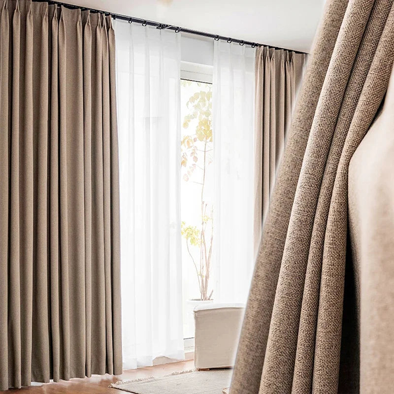 Rideau occultant aspect lin moderne salon chambre - vue 10 sur 11