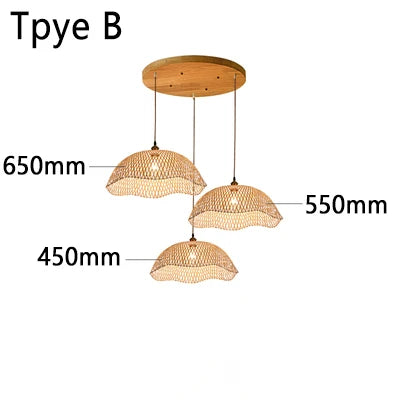 Rétro bambou tissage osier rotin suspension lumières à la main bambou lampe Restaurant salon chambre décor suspension - vue 12 sur 12