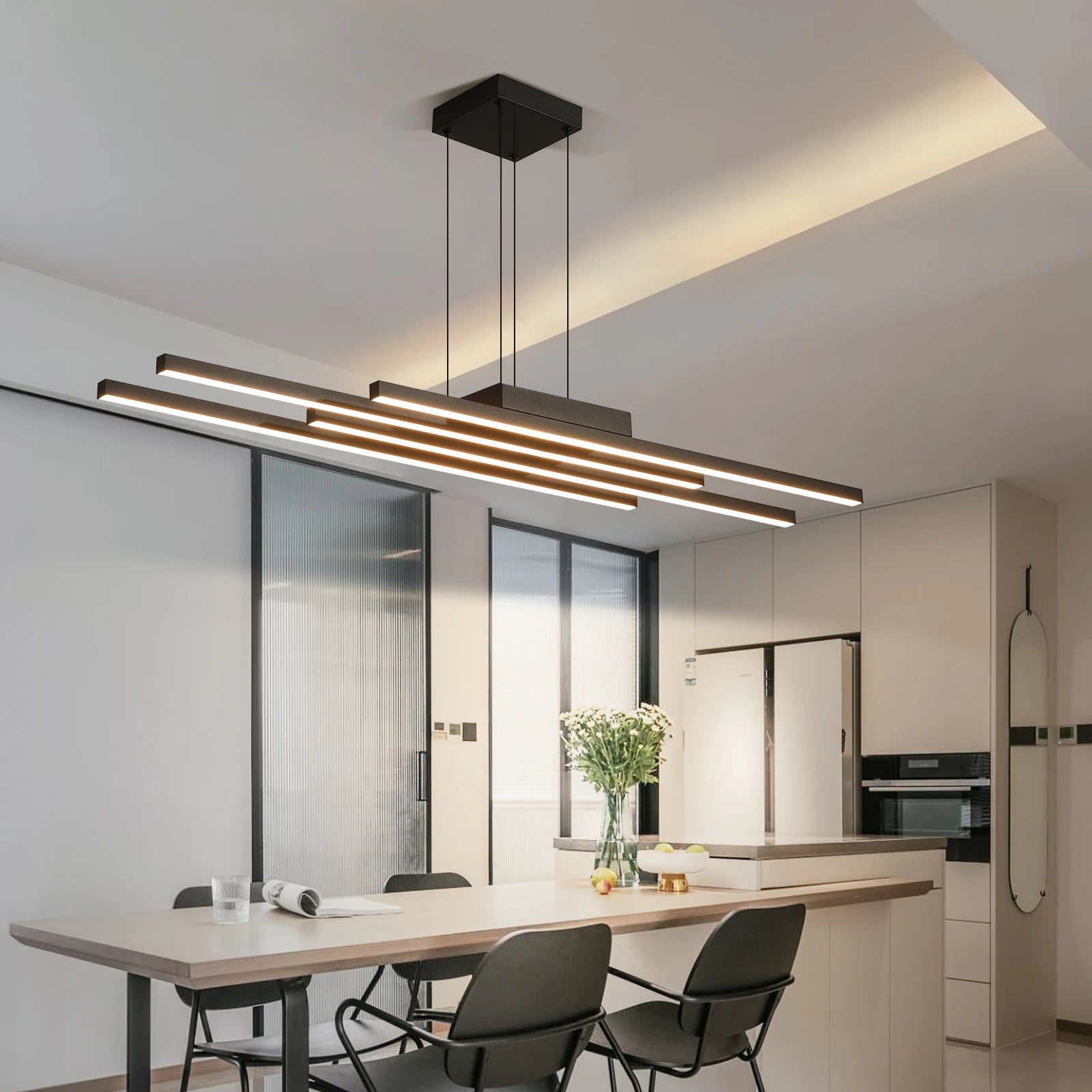 Modern minimalist Nordic LED aluminium chandelier - vue 3 sur 10