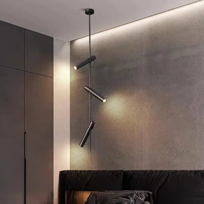 lampe suspendue led moderne rotative avec 1/2/3 têtes pour intérieur