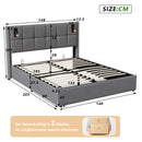 Single and Double Bed with Slatted Frame, Hydraulic Upholstered Storage Bed, Headboard with 2 Reading Light and USB Port, Velvet