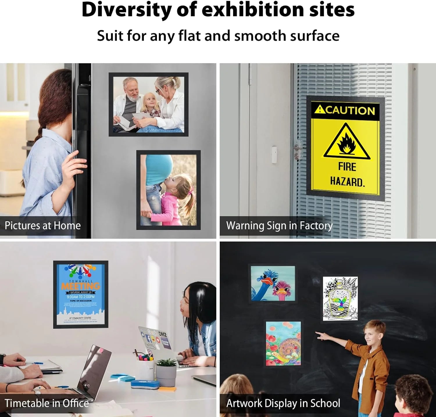 5Pack Magnet Picture Frame Children Art Picture Holder Wall Photo Organizer Display for Home Office Advertise,A3/A4/A6/30x30cm - vue 2 sur 9