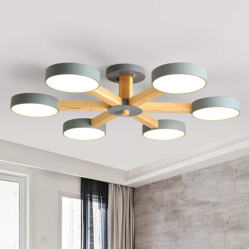 Plafonnier Led en bois au design moderne - vue 6 sur 15