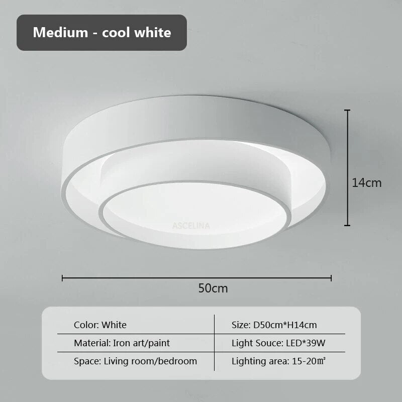 Plafonnier moderne led minimaliste blanc double rond - vue 11 sur 18