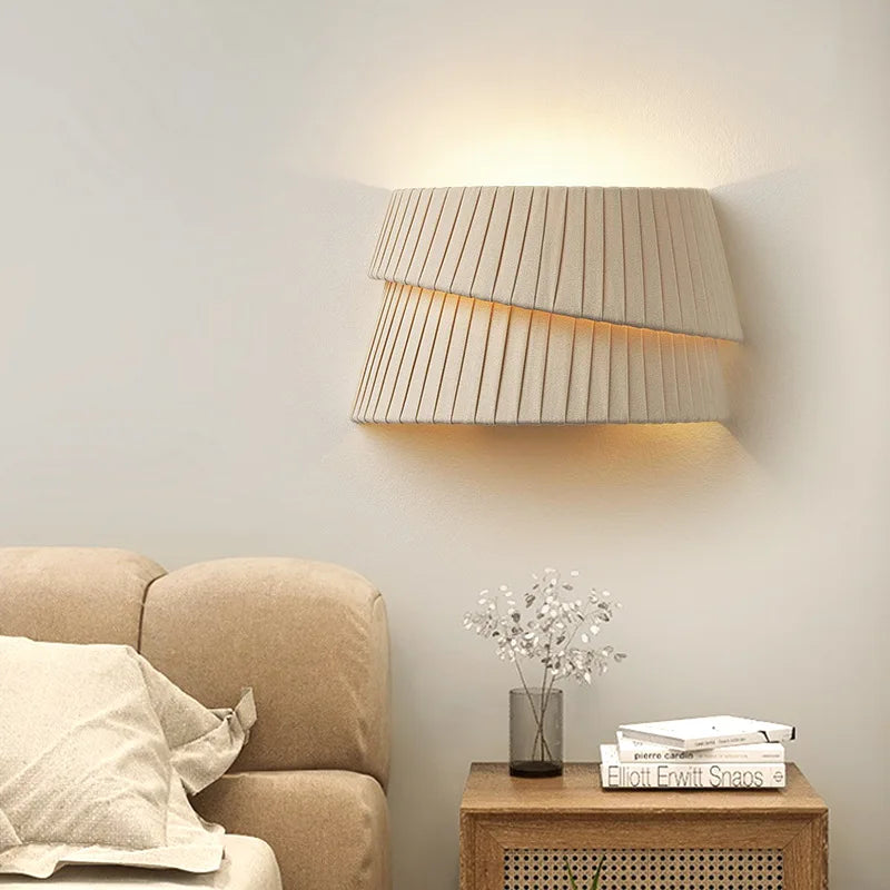 Lustre de style crème français Wabi Sabi Suspension LED pour salon salle à manger chambre minimaliste Suspension en tissu fait main