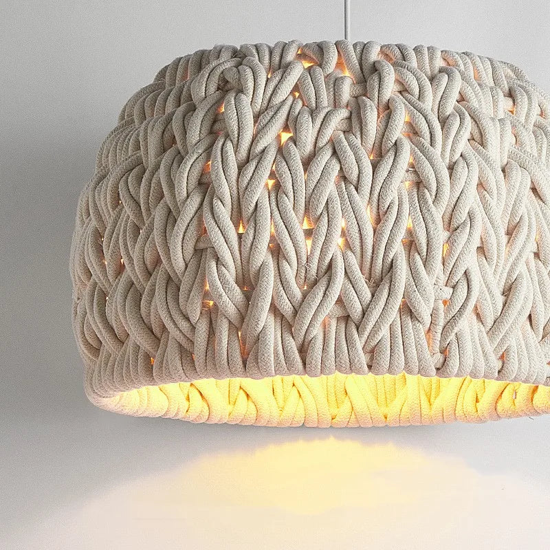 Nordique Wabi Sabi E27 suspension LED lumières tricoté corde minimalisme suspension lampe Lustre suspension lampe salle à manger luminaires - vue 7 sur 7