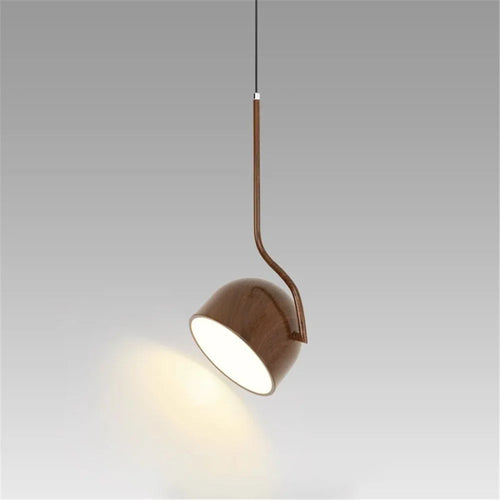 Nordic style adjustable angle wooden LED pendant light - vue 3 sur 8