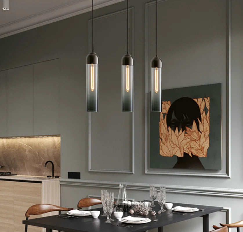 Suspension LED moderne en verre gris - vue 3 sur 12