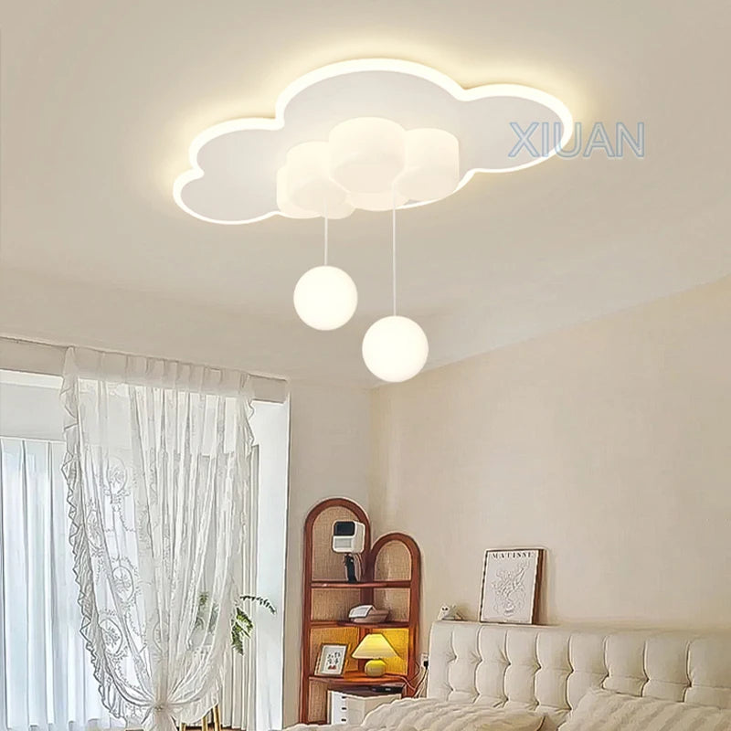 Minimalist Children's Room Ceiling Lamps Hanging Ball Bubble Droplight White Cloud Bedroom Chandelier Light Living Room Indoor - vue 4 sur 9