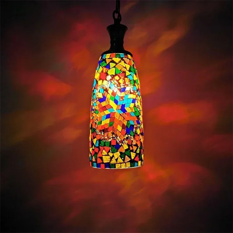 Vintage bohemian stained glass chandelier for interior decor